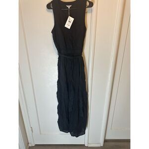 Splendid 100% Linen Blue Dress Maxi Sleeveless M Medium Belted NWTs $228 Navy
